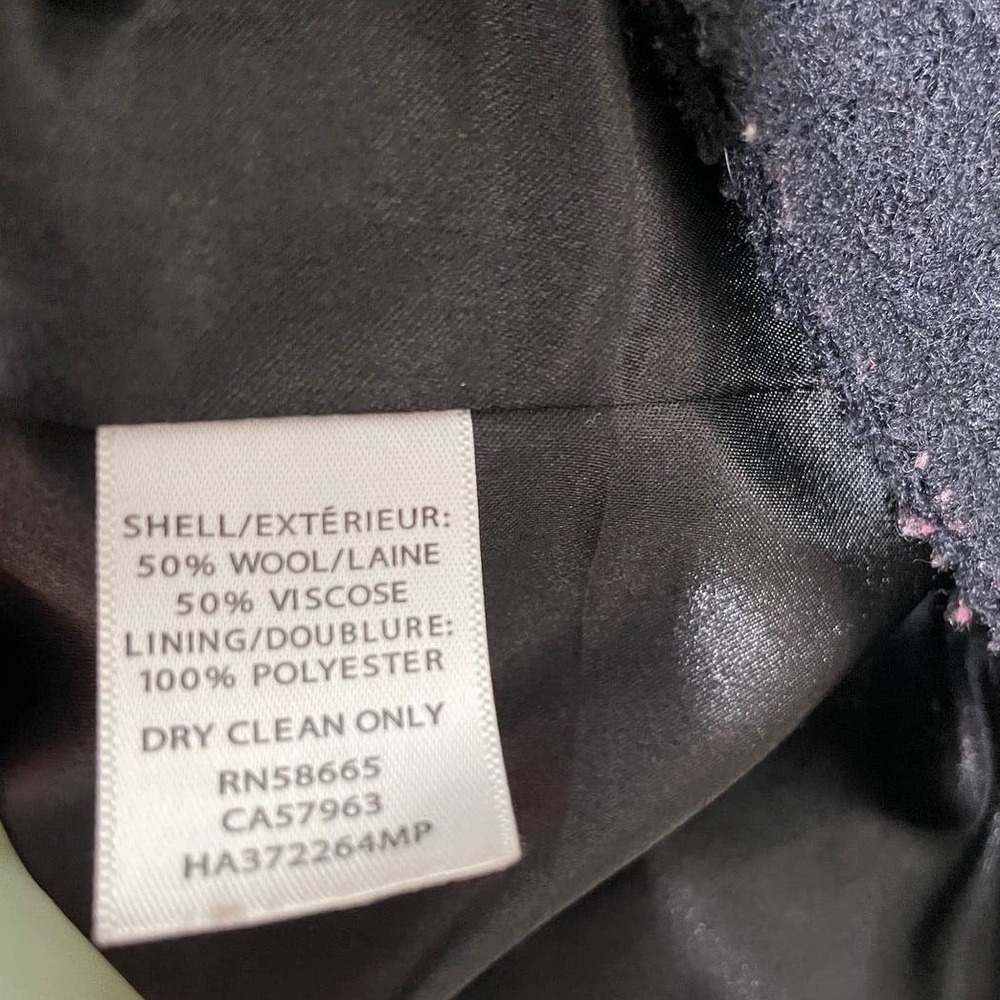 Halogen Wool Coat Jacket Mid Length‎ Asymmetrical Zip Black Petite Warm Winter S - Picture 10 of 13